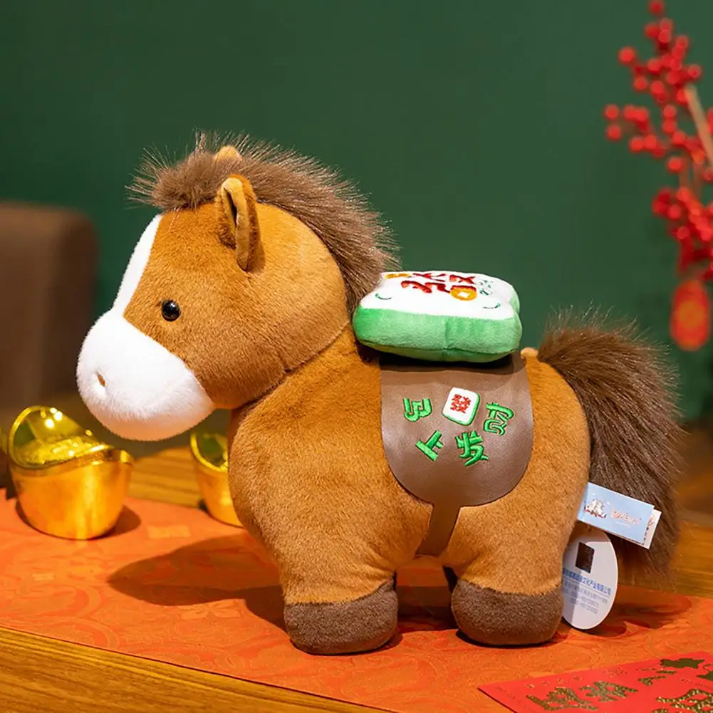 

Soft Fabric Horse Plush Lucky Horse Plush Doll New Year Decoration Soft Pony Mascot for Spring Festival Desk Car Decor