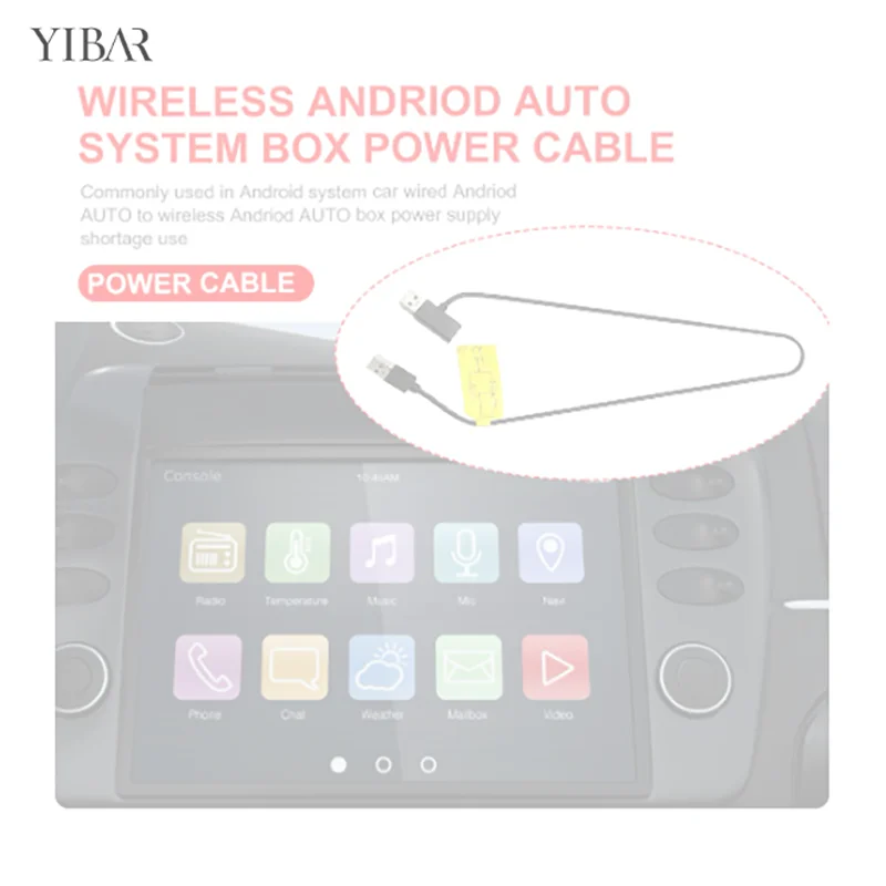 

Wireless CarPlay Ai Box Power Cable Android Auto Converter Two-Point Line Prevent Restart Stable Power Supply