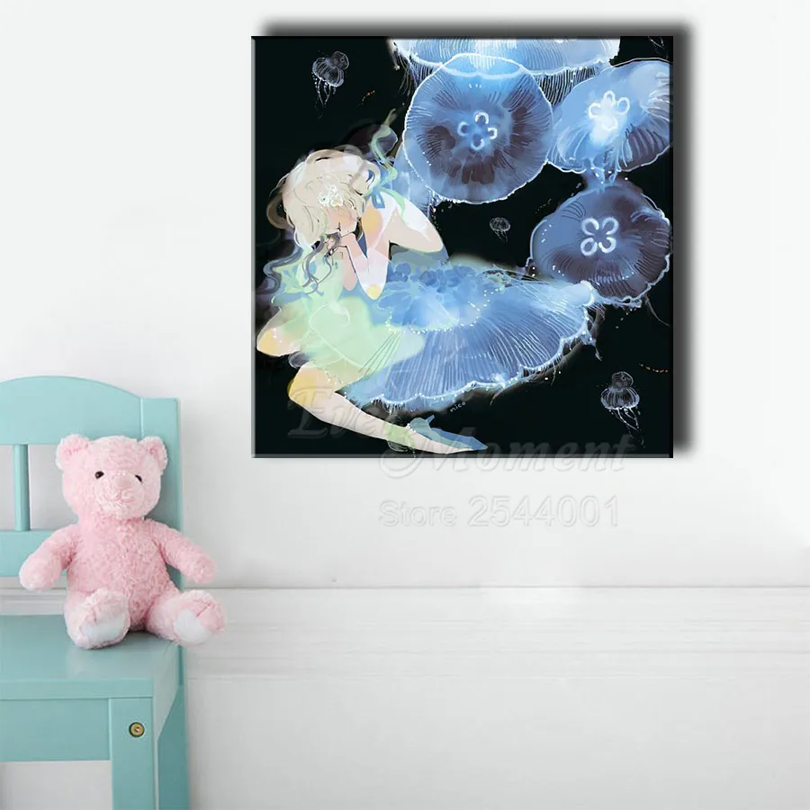 Ever Moment Diamond Wall Art Full Square Round Drills Picture Craft Kit Gift Jellyfish Japan cartoon Anime Girl 5D ASF2362