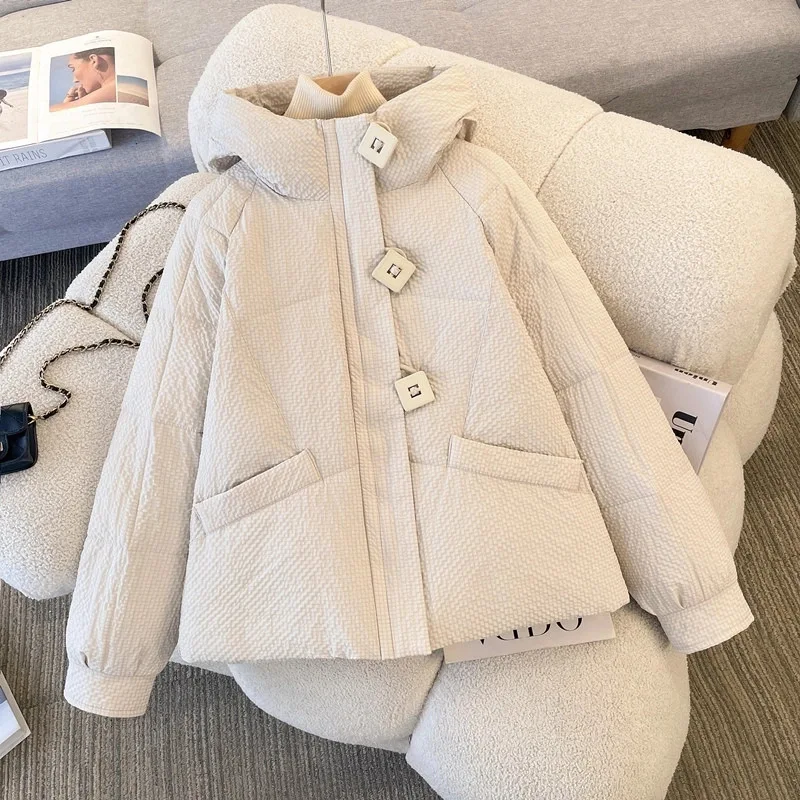Parkas Short Coats Women Hooded Zipper Y2k Streetwear Jackets Full Sleeve Thick Warm Elegant Jacket Work Coat Autumn Winter 2025