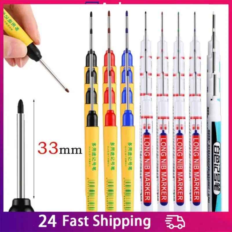 20/33mm Deep Hole Long Nib Head Permanent Markers For Metal Perforating Pen Waterproof Bathroom Woodworking Decoration