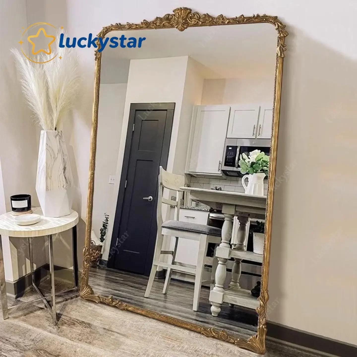 Vintage carved full-length mirror clothing store wall-mounted fitting mirrorTJ