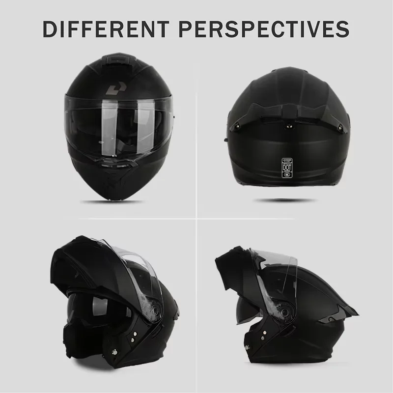 Uchoose DOT المعتمدة خوذات لكامل الوجه تحطم دراجة نارية واقية الرجال النساء الوجه حتى خوذة دراجة نارية مزدوجة الشمس قناع