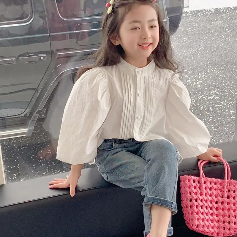 Children's Sweet Long Sleeved Shirt Autumn New Style Girls' Palace Style Top 3-8-year-old Children's Clothing