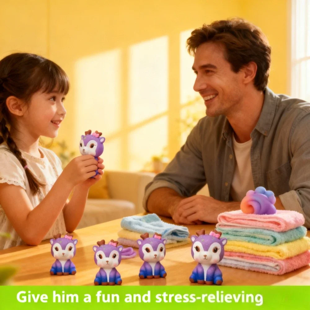 New soft and cute starry sky deer simulation animal doll PU bread material squeeze toy children's stress relief Christmas gift