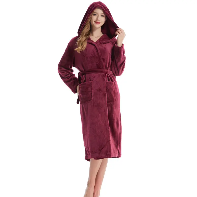 Wearable Blanket Hoodie Inner Wish Mens Hooded Robe Plush Long Bath robes Cozy Warm Bathrobe Fuzzy male Spa Robe With Pockets