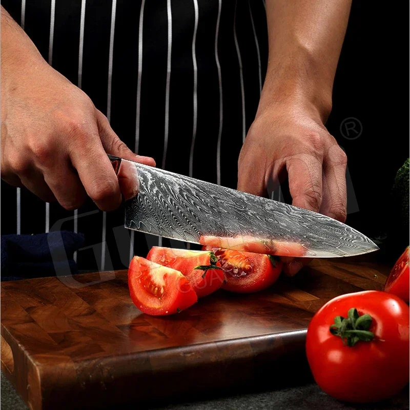 Damascus Steel Kitchen Chef Knife Japanese Santoku Cleaver Meat Slicing Knife Resin Handle Professional Chef Knife Cooking Tool