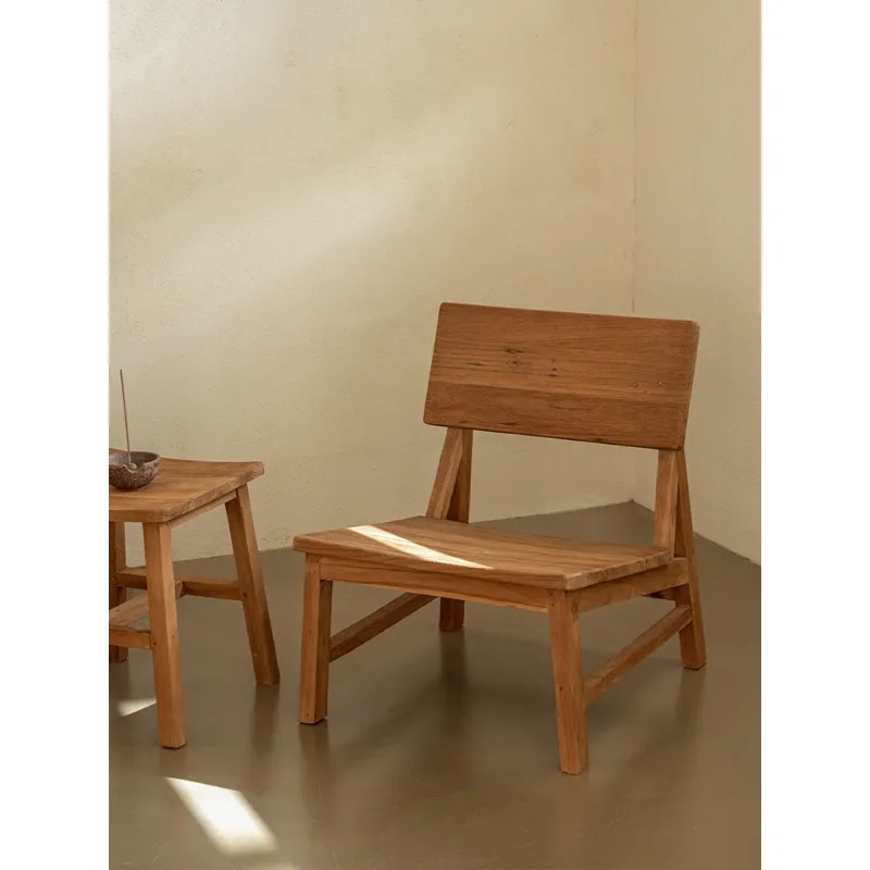 Solid wood single sofa chair, leisure chair balcony, back recliner