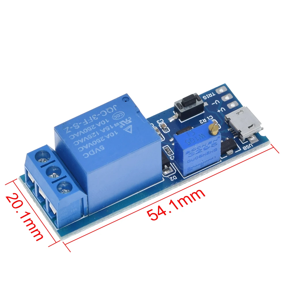 Smart Electronics 5V-30V Micro USB Power Adjustable Delay Relay Timer Control Module Trigger Delay Switch