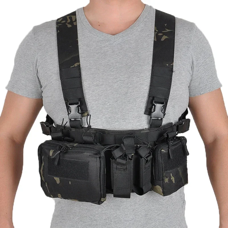 Tactical TCM Nylon Chest Rig Vest Molle System Magazine Pouch Drop Dump Pouch Waist Bag Fit Airsoft Hunting Apparel Accessories