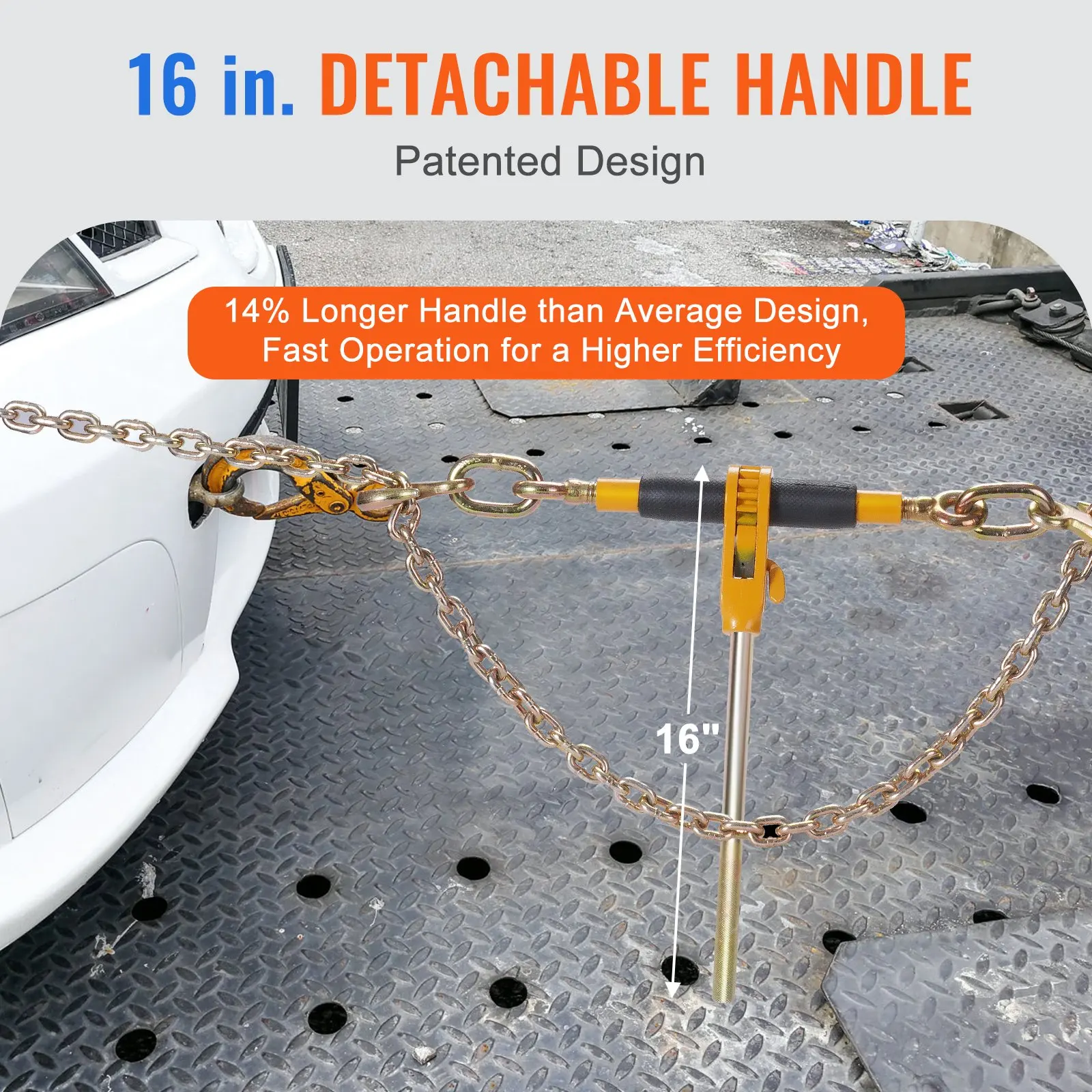 

Ratchet Chain Binder, 5'16-3'8 Heavy Duty Load Binders, With G80 Chains 7100 Lbs Secure Load Limit, Labor-saving Anti-skid