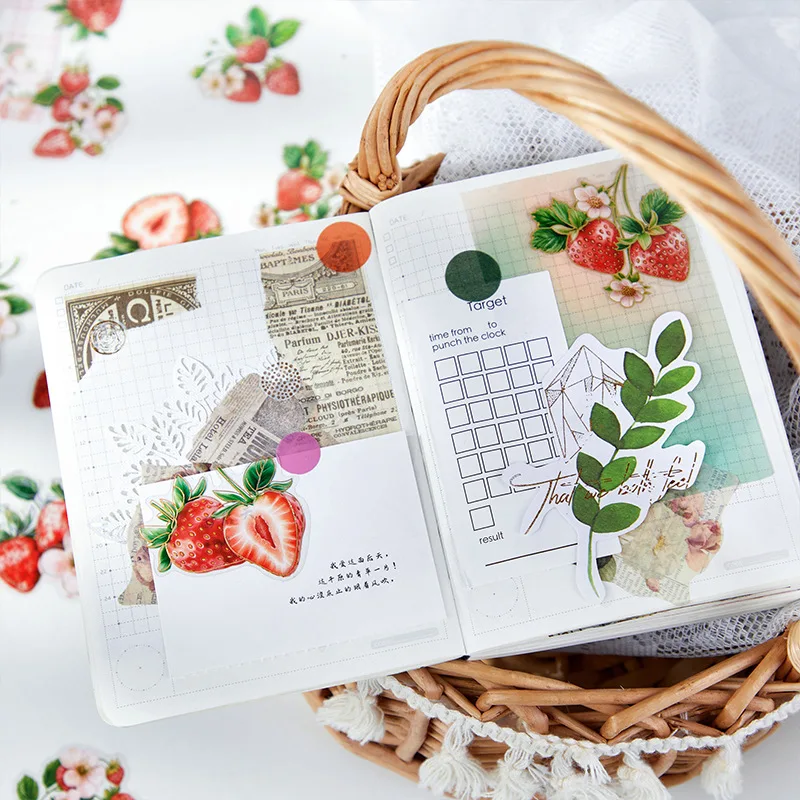 عبوة ملصقات فواكه مكونة من 20 قطعة، أنماط التوت العصير والفواكه (التوت والأزرق والخوخ والعنب) لتزيين المجلات وسجل القصاصات #2