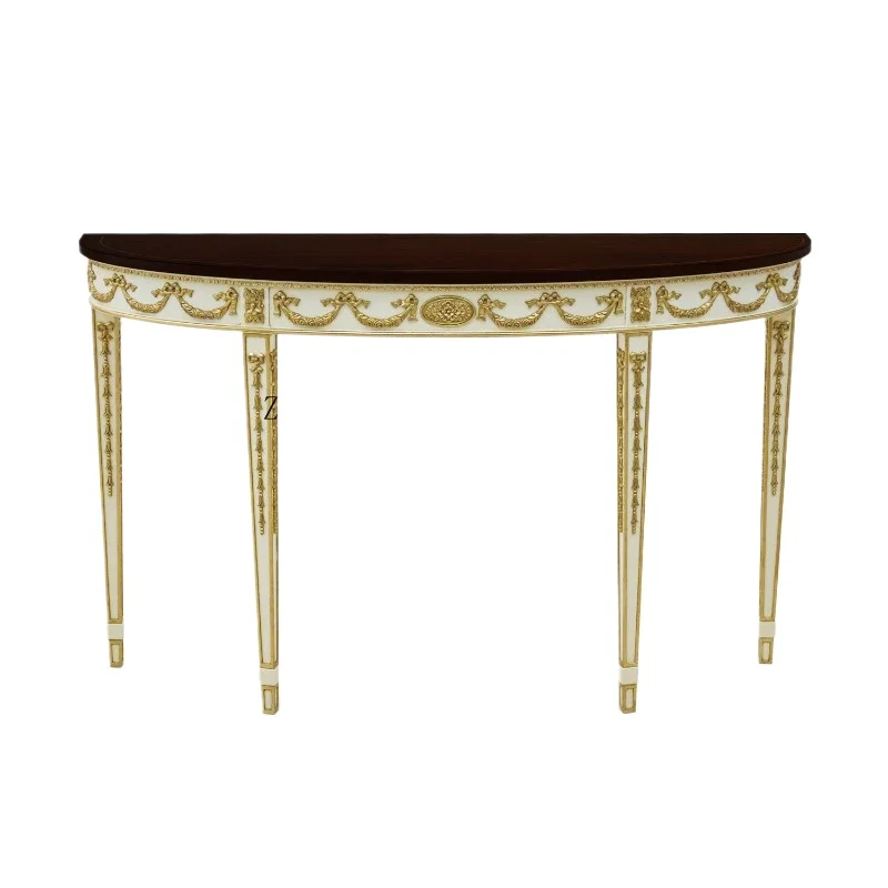 Yi style solid teak handmade durable easy to clean stable marble countertop entrance living room hotel entrance table