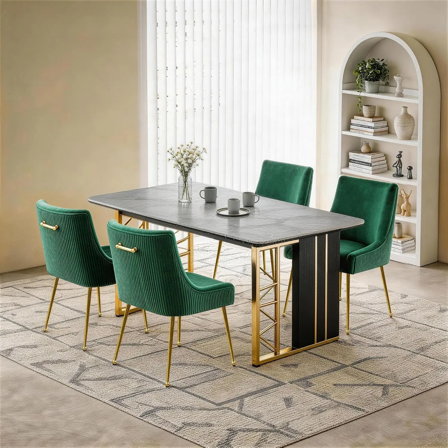 Modern Velvet Dining Chair Set 4 Gold Metal Legs Kitchen Restaurant, Customized