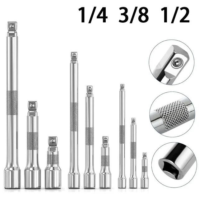 1/4 "3/8" 1/2 "zestaw przedłużający napęd klucz grzechotkowy przedłużenie gniazda, 50/100/150/250mm klucz grzechotkowy przedłużacz gniazda narzędzia ręczne