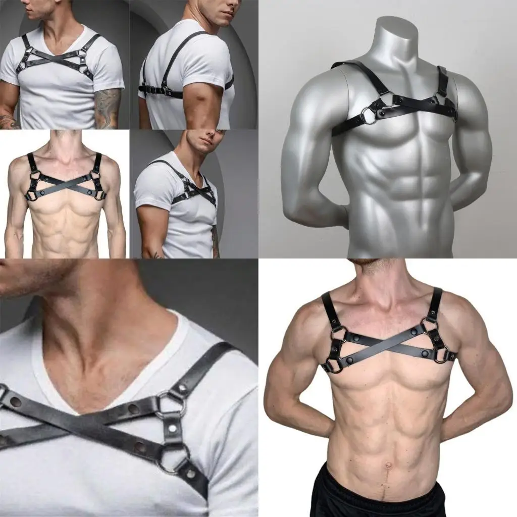 

R1WE Adjustable Punk Leathers Chset Nightclub Cosplay Costume Accessories