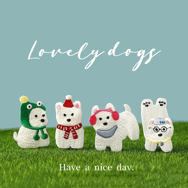 Korean Lovely Dog Embroidery Stickers Funny Diy Handbook Bag Decorations Cloth Sticker Phone Case Self Adhesive Clothes Patches