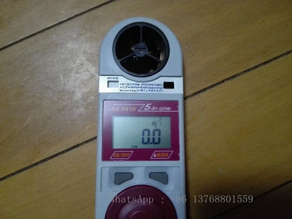 AZ-8910 Air Flow Anemometer Wind Speed/Temperature/Humidity/Atmospheric Barometric Pressure/Dew Point , 5 In 1 Weather Meter