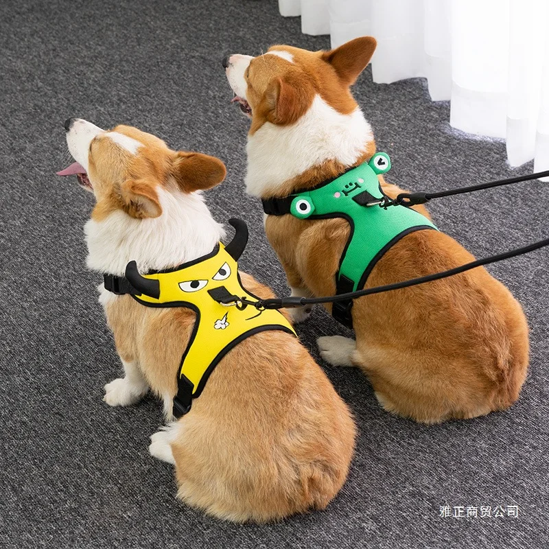 

Dog Chest Strap Haulage Rope Dog Chest Strap Cute Vest Style Going Out Corgi Chai Dog Walking Dog Small Explosion Proof Collar