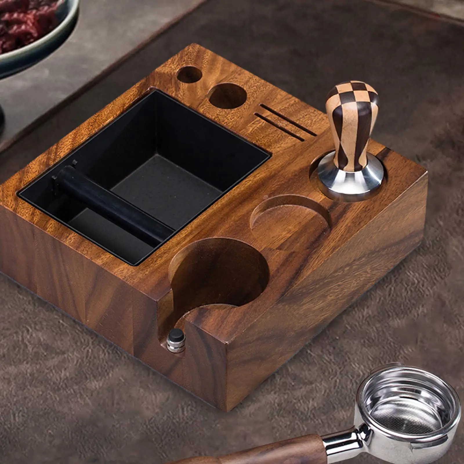 Espresso Knock Box Tamper Station Distributor Stand Coffee Maker Tool Accessories Coffee Tamper Holder for Kitchen Counter