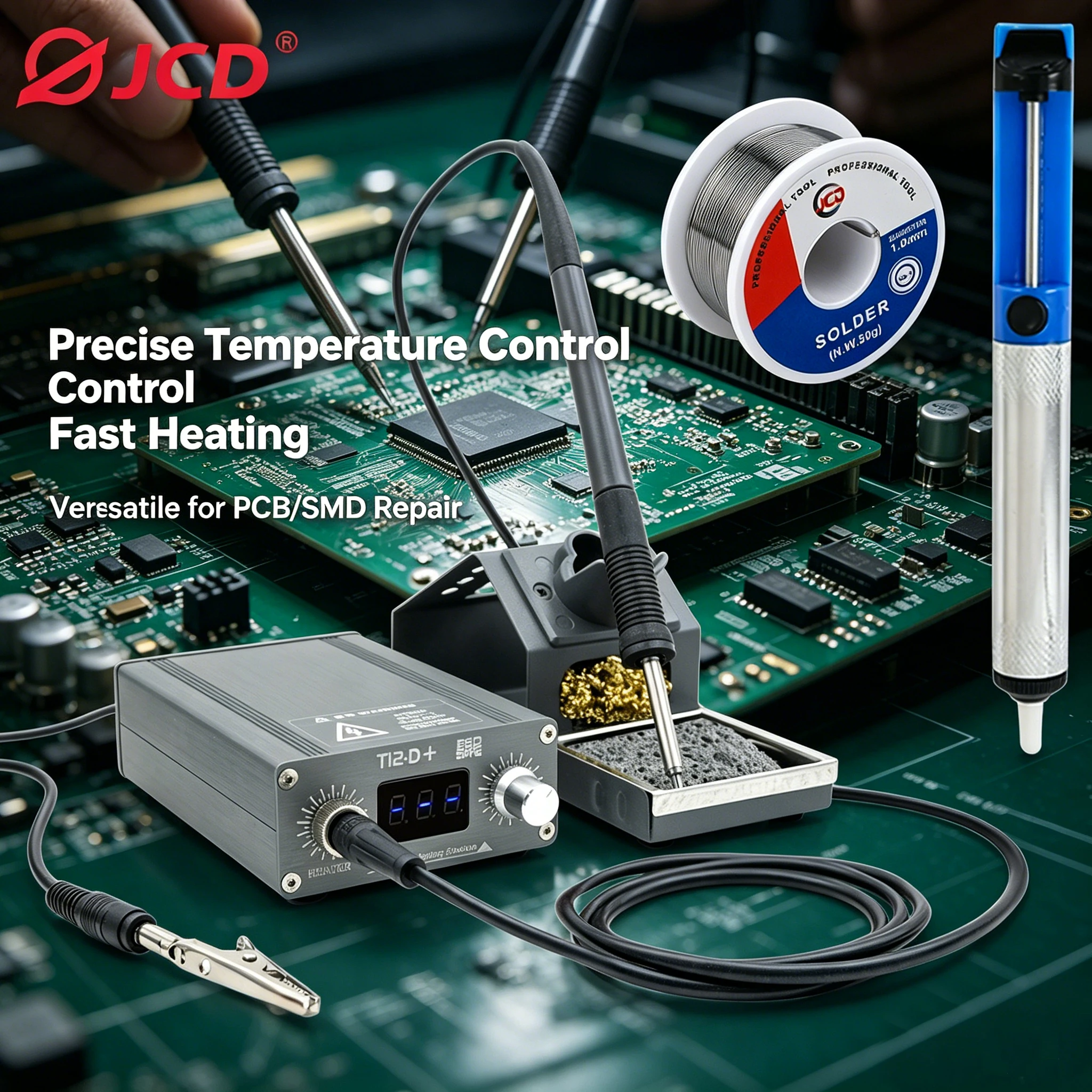 

JCD T12D Digital Soldering Station 75W Temperature Adjustable Solder Iron Kit for Phone PCB Repair DIY Lead-Free Welding Station