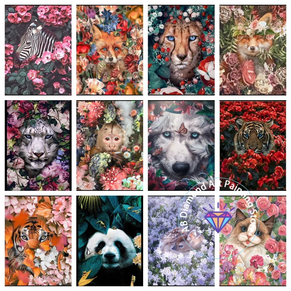 

Fox Tiger Cat Animal AB Diamond Painting Kit Square Round Diamond 5D DIY Mosaic Handmade Art Adult Exquisite Gift Home Decor