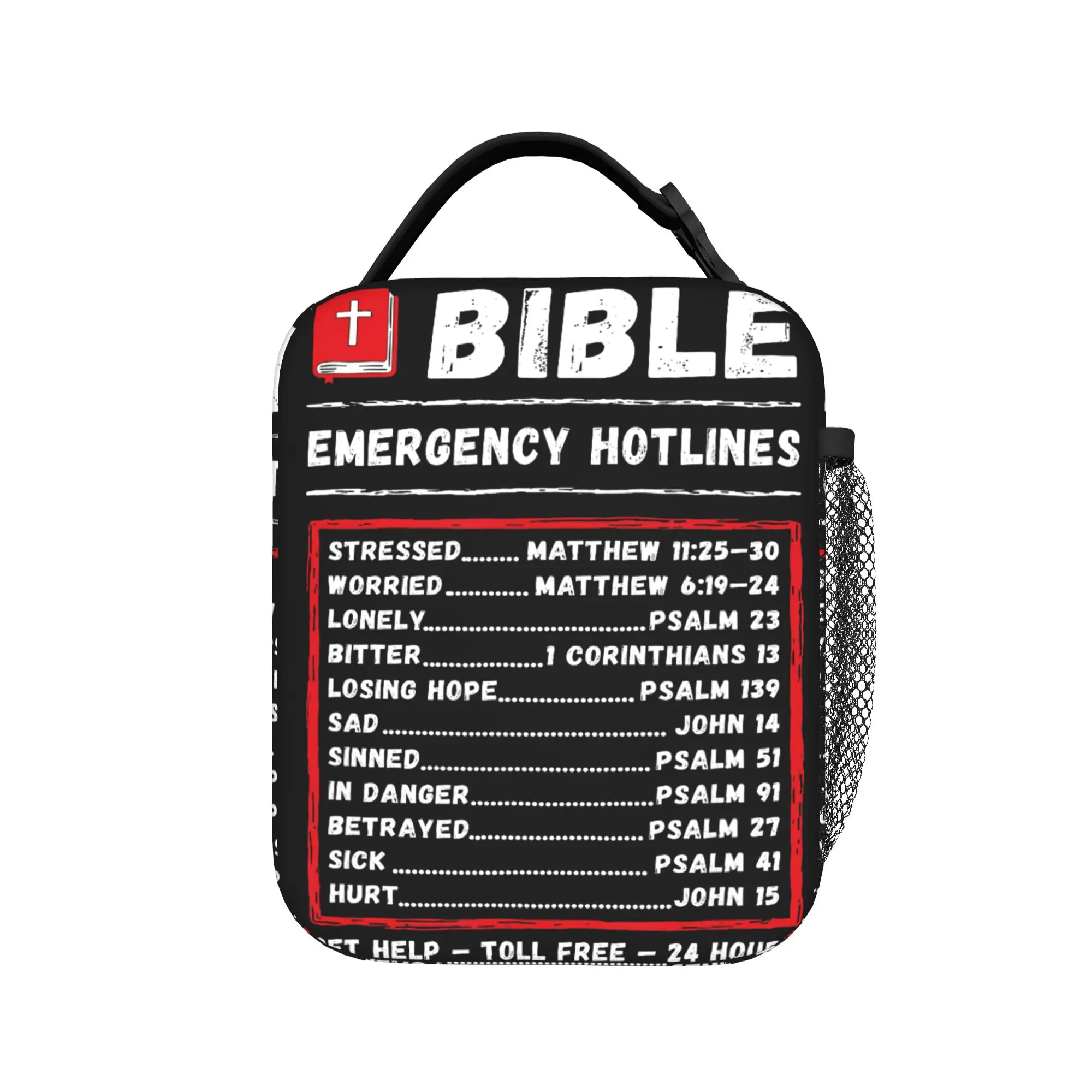 

Bible Emergency Hotlines Christian Scripture Jesus Number Lunch Bag Lunch Box Fashion Travel Cooler Bag Thermal Lunch Bags