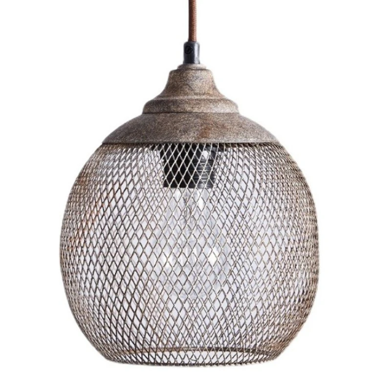 

American retro industrial wind single head wrought iron mesh chandelier creative dining room light living room combination light