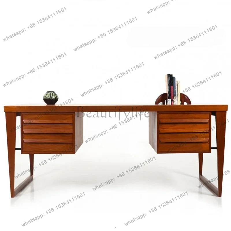 

Medieval solid wood desk writing desk retro style Nordic simple rose wood