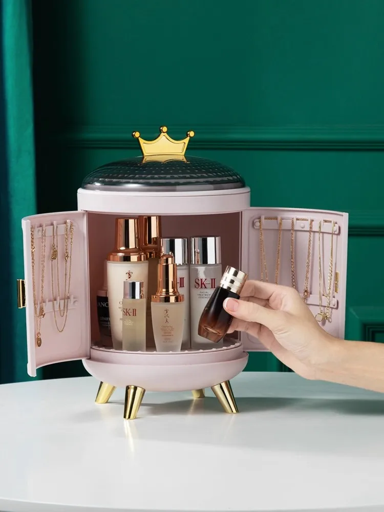 

35cm/rotatable cosmetic storage box Cute girl heart dust-proof desktop perfume shelf Dressing table sorting box