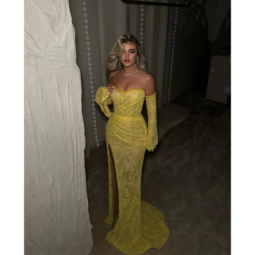 

2026 Elegant Party Dresses Off Shoulder Evening Dresses Women's Dress High Slit Corset Mermaid Formal Gown for Prom