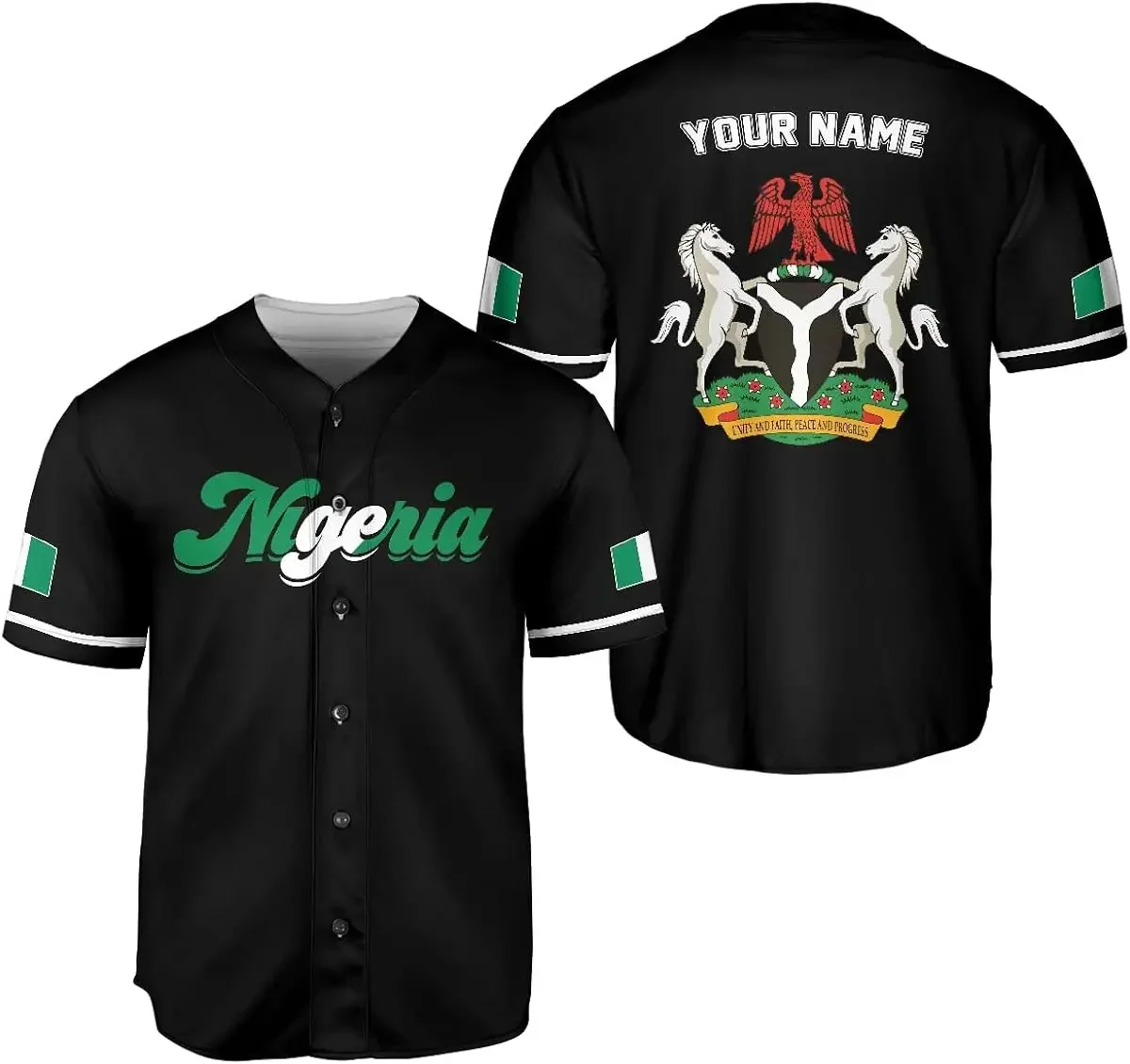 2024 Nigeria Flag Badge Baseball Jersey Men's Women's Short Sleeve Jersey Men's Streetwear Short Sleeve Sports T-shirt