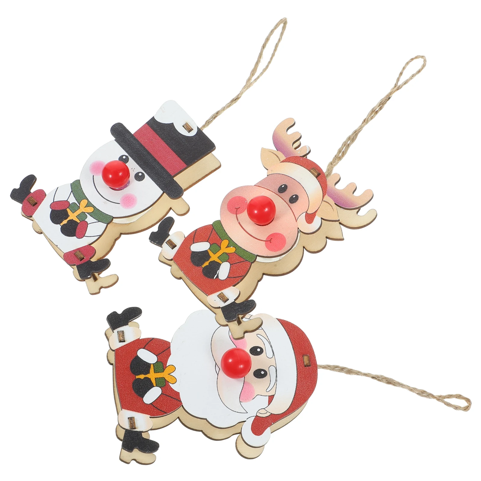

3Pcs Glowing Red Nose Reindeer Christmas Pendant Hanging Ornament Xmas Tree Decorative Christmas Party Decor Festival Adornment
