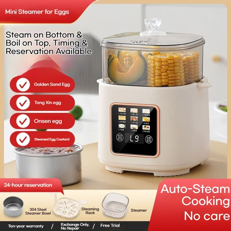 2-Layer Egg Cooker | Timer & Reservation | Onsen Egg & Egg Custard | Multifunctional Steam & Boil | Anti-Dry Burning