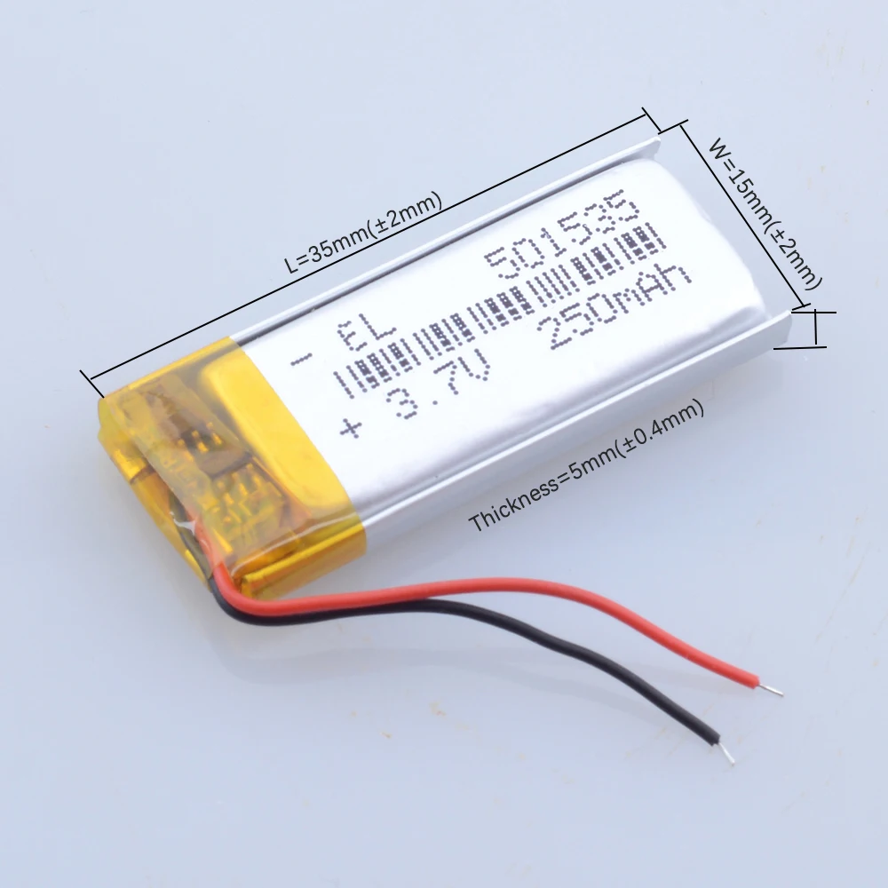 10ชิ้น/ล็อต 501535   3.7V 250mAh แบตเตอรี่ลิเธียมลิเธียมโพลิเมอร์แบบชาร์จไฟได้