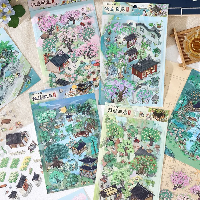 Mr Paper 2.5D Scenography Stickers My Cottage 4th Bullet Mini Scene Series Stickers DIY Miniatures Scene Stickers 12Pcs in