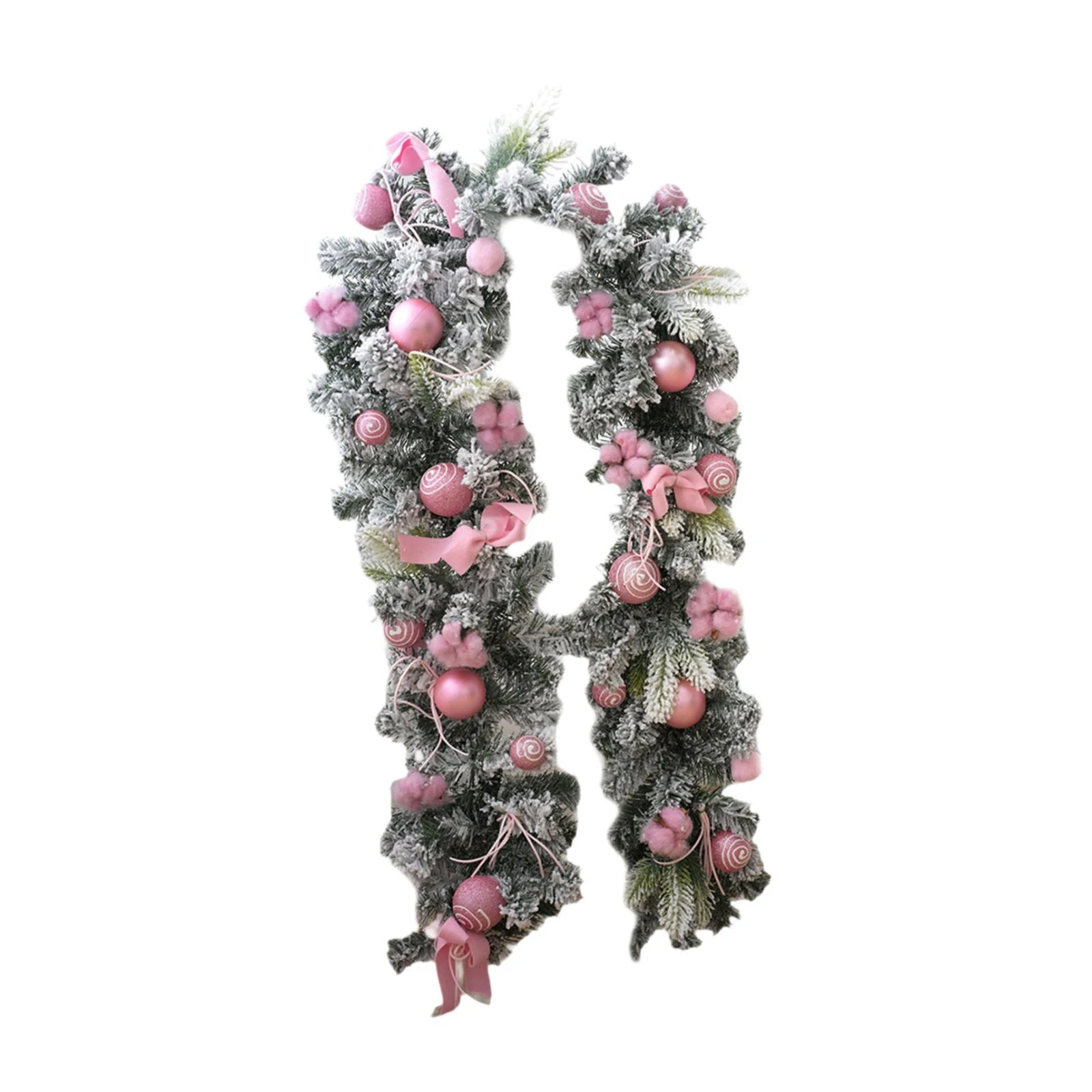 Hot Pink Christmas Wreath Decor With Balls Artificial Plant Rattan Garland Christmas Rattan Hanging Ornament For Home Decor view 5