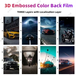 10pcs 3D Embossed Color Sticker Back Cover Protector for Cutting Machine Rear Phone Locomotive Pattern Decorative Skin