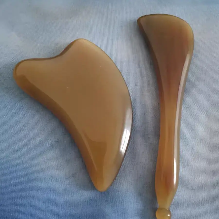 Natural OX Horn Gua Sha Board & Face Lift Massage Stick Set Eye Facial Beauty Back Scraping Skincare Oil SPA PhysioTherapy Tools