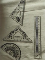 Transparent Music Note Ruler Set Piano Keyboard Design Straight Triangle Circle Ruler for School Stationery 3