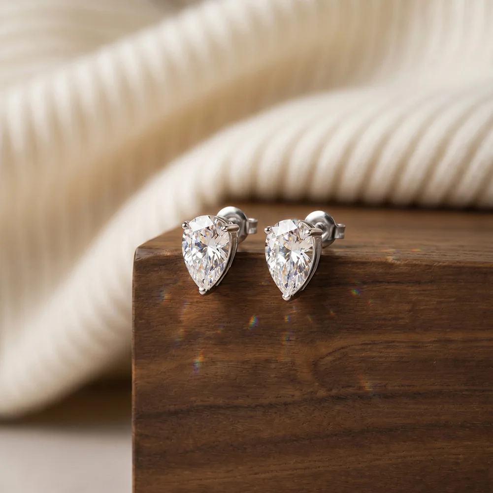 18K Vergoldete Edelstahl Birnenförmige 5A Kubikzirkonia Ohrstecker Minimalistischer Damen Hochzeits- und Valentinstag-Schmuck Geschenk – Detail 6