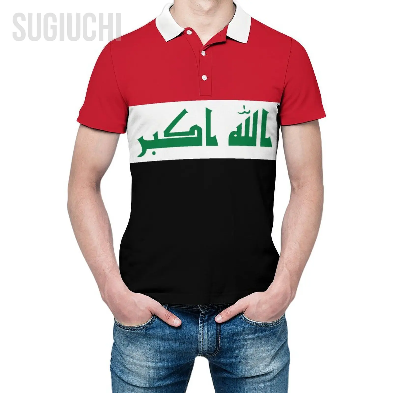 Unisex Polo Shirt Iraq Flag 3D Print Man Polo Fashion Clothing Tracksuits Short Sleeves