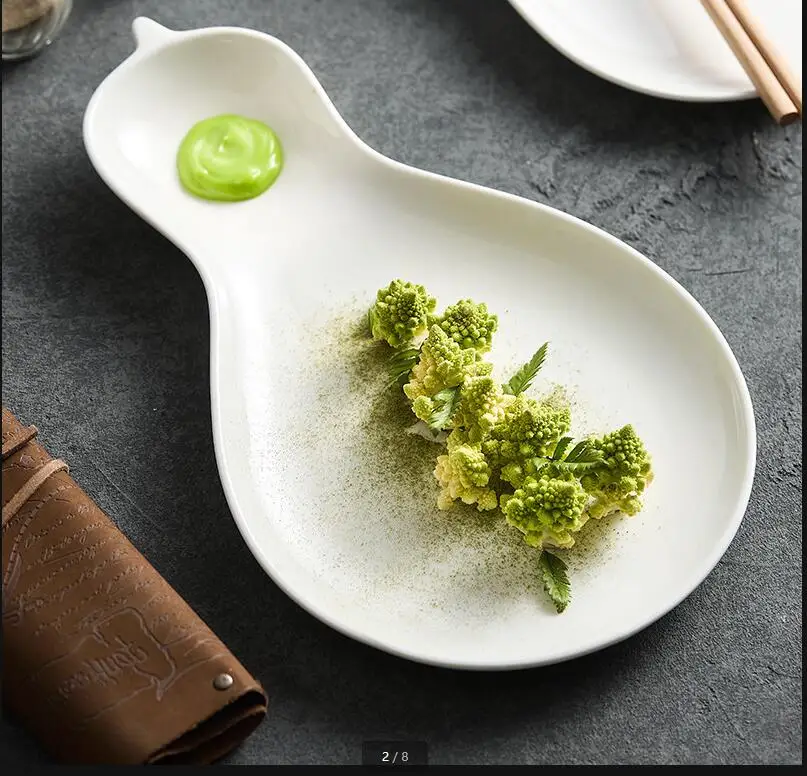 

Gourd-shaped Ceramics Dinner Plate Restaurant Tableware Western Steak Plates Sushi Dessert Fruit Dish Salad Bowl