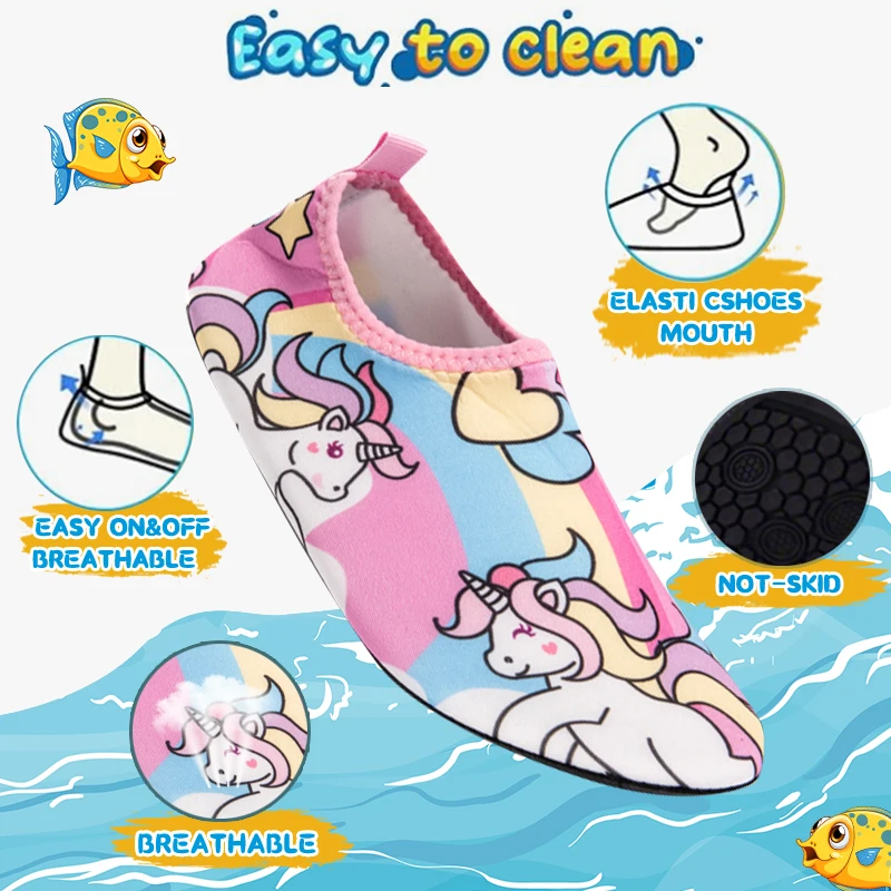 Kinder Wasser Sport Strand Schwimmen Socken Mädchen Dünne Multi Drucke Anti Slip Fitness Yoga Tanz Schwimmen Surfen Tauchen Unterwasser Schuhe – Detail 6