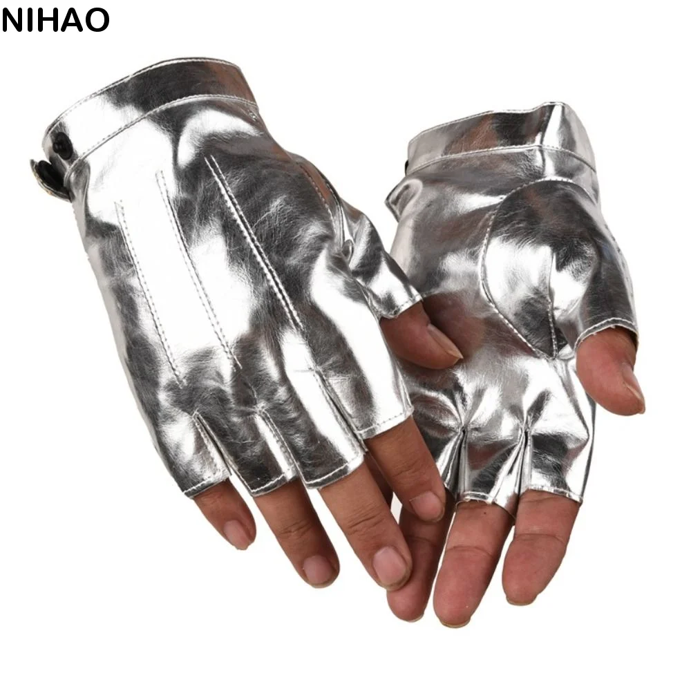 

Fashion Punk PU Driving Gloves Cool Button Design Fingerless Mittens Breathable Gothic Performance Gloves Outdoor