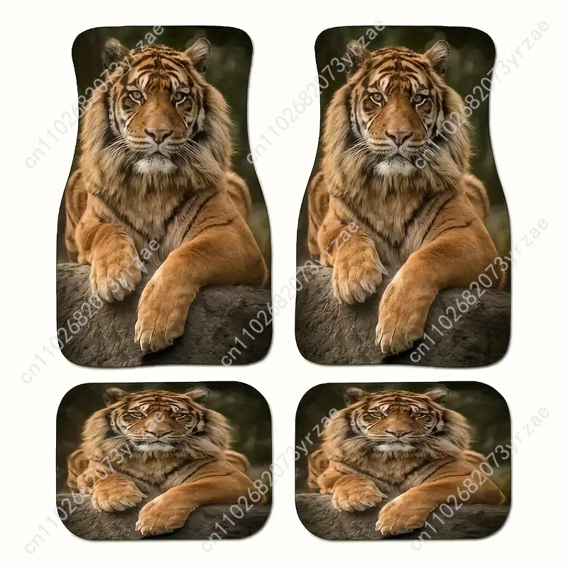 

Tiger Print 4pcs Universal Car Floor Mats All-Season Fashionable Auto Interio Absorbent Non-Slip Washable Car Floor Mats