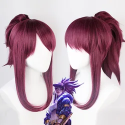 LOL KDA Akali The Rogue Assassin Akali Mixed Purple Ponytail Clip Heat Resistant Hair Cosplay Costume Wig