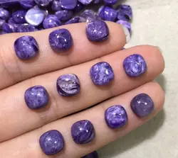 SELL!! 2pcs Natural Charoite Bead Cabochon 7mm 8mm Square Cushion Cabochon Bead, Gem stone Jewelry,Bead Cabochon,Ring Face