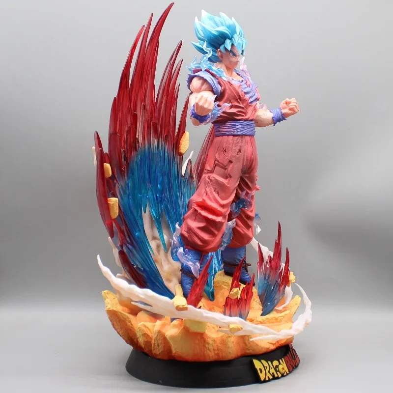 39cm Dragon Ball GK Super Blue King Fist Sun Wukong Deyin Longquan Explosive Saiyan Anime Doll Model Statue Toy Gift Ornament