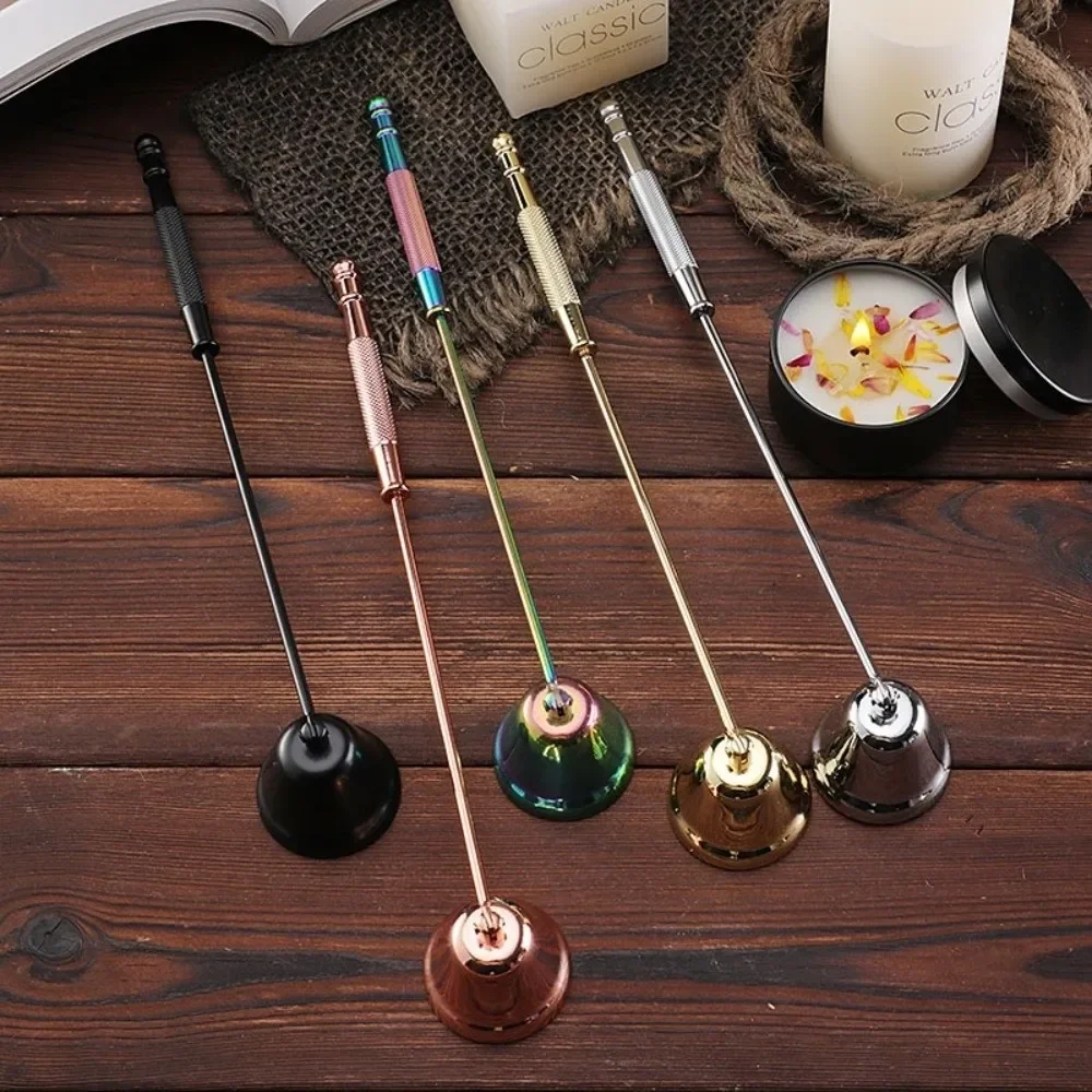 Stainless Steel Candle Extinguisher Anti-Slip Bell Shape Cover Candle Stopper Wick Snuffer with Long Handle